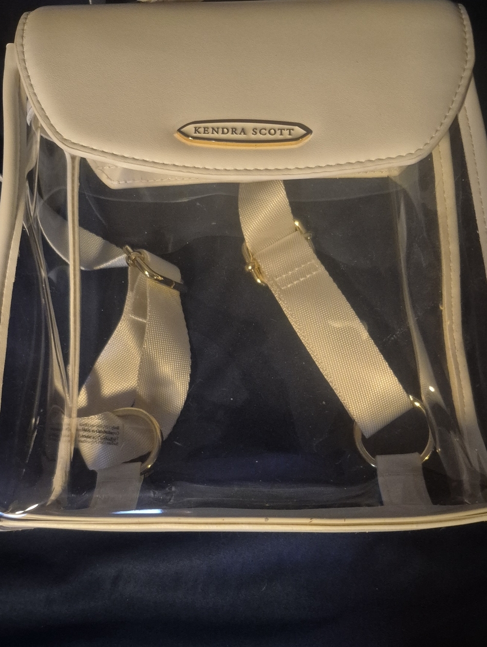 Kendra Scott Clear Backpack with White Trim and Gold Hardware